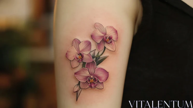 Orchid Flower Arm Tattoo Design AI Image