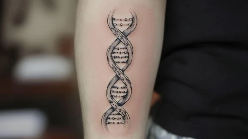 Black and Grey DNA Tattoo on Forearm