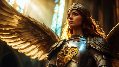 Winged Angel Warrior with Glimmering Armor