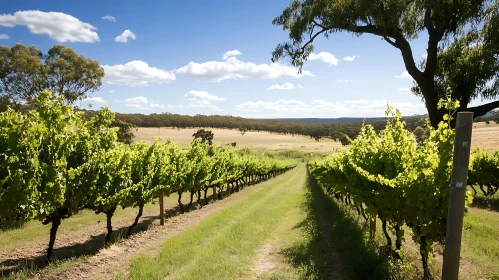 Vineyard Vista: Rows of Green Under Sky