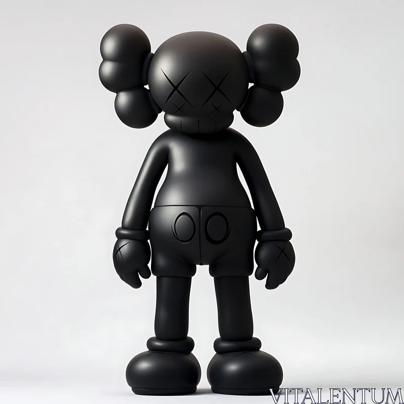 Black Matte Toy Sculpture on White AI Image