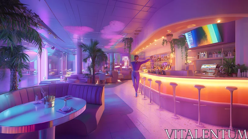 AI ART Retro Neon Bar Scene