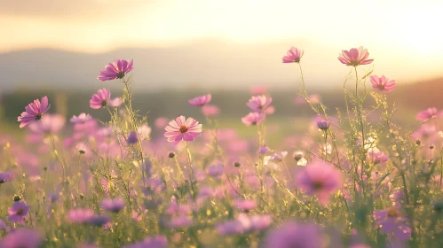 Dreamy Cosmos Flower Landscape