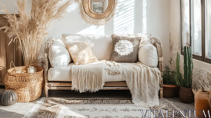 AI ART Cozy Boho Style Living Room