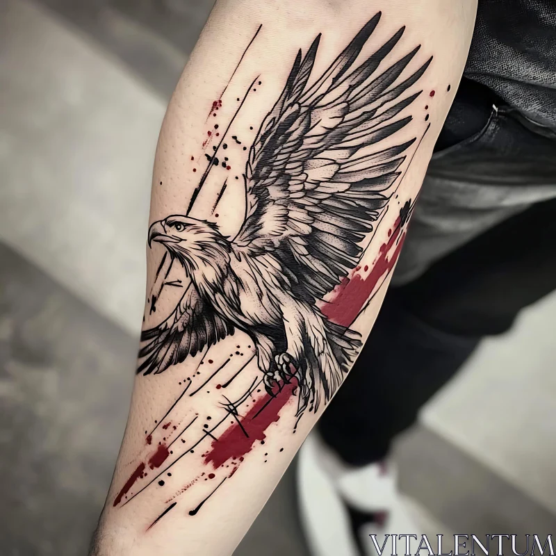 Eagle in Flight Forearm Tattoo AI Image