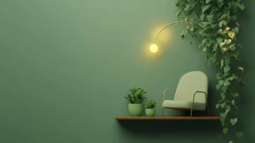 Peaceful Interior with Green Accents