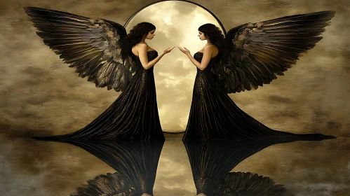 Winged Women Golden Art