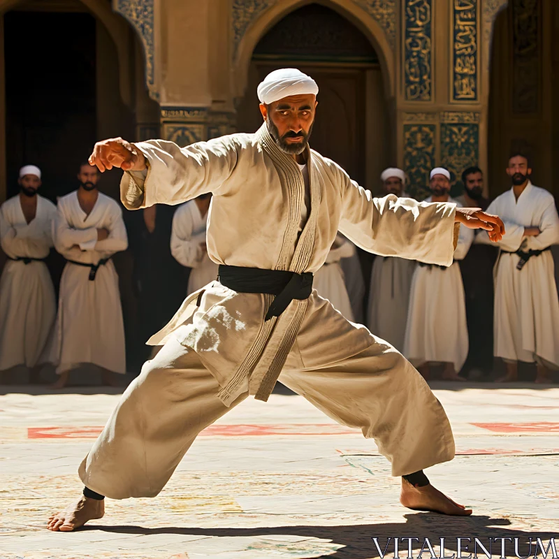 AI ART Man Practicing Karate in Oriental Setting