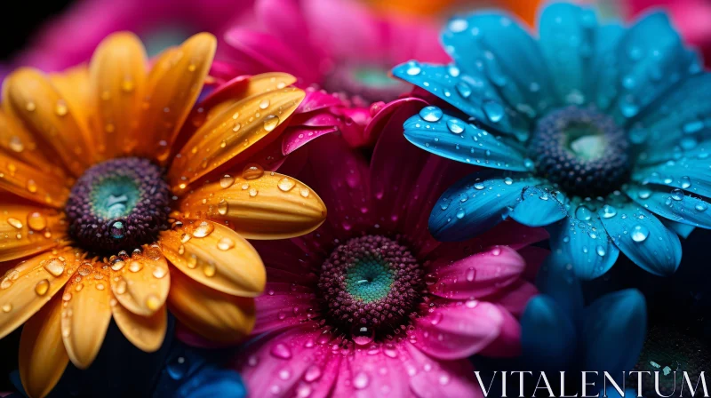Bouquet of Flowers with Dew Drops - Colorful Arrangements AI Image