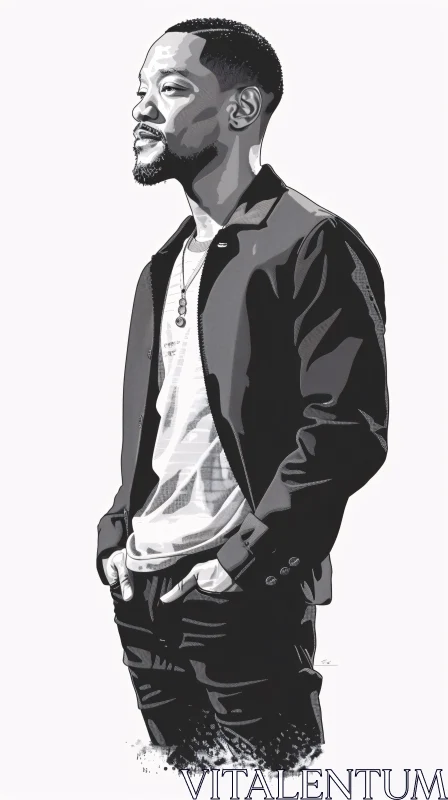 Will Smith Black and White Art Illustration AI Image