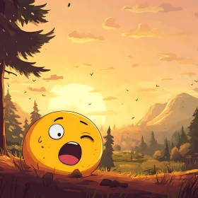 Cartoon Emoji in Nature's Glow