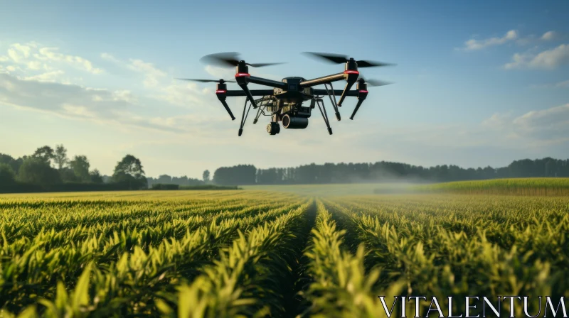 Drone Over Corn Field: A Glimpse of Futurism in Rural China AI Image