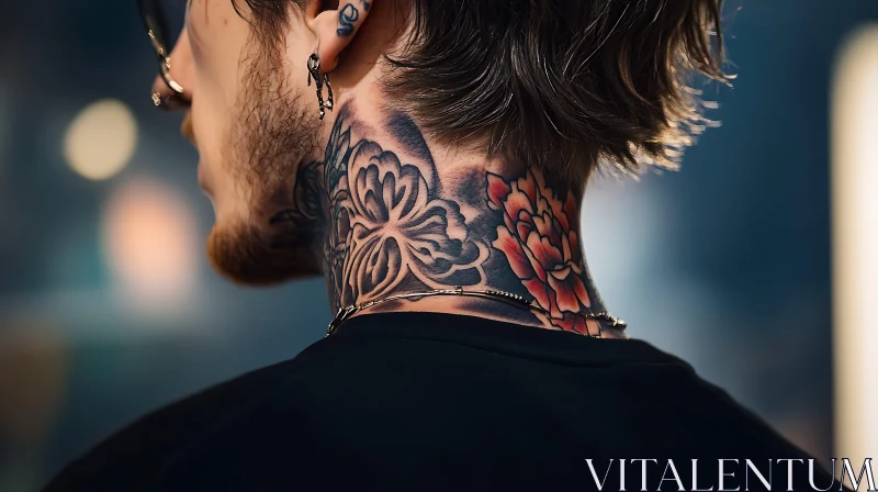 Artistic Neck Tattoos AI Image