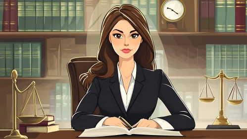 Illustration of a Lawyer at Her Desk