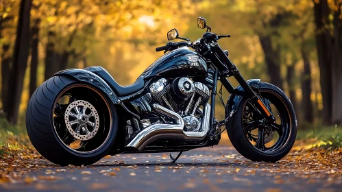 Motorcycle in Autumn Landscape