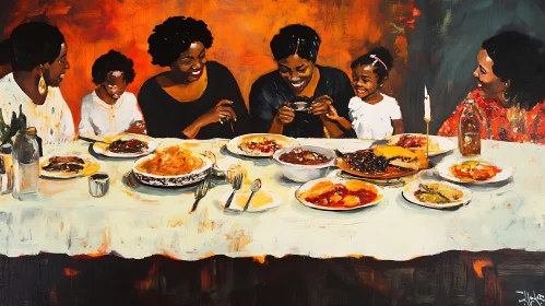 Joyful Family Feast Painting