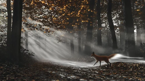 Ethereal Fox in Autumnal Woods