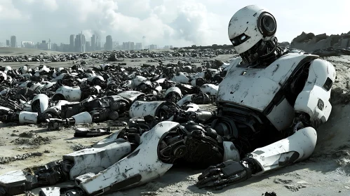 Deactivated Robots in a Dystopian Landscape