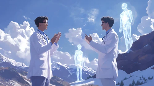 Medical Professionals and Ethereal Figures