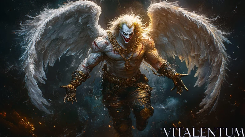 Winged Villain Descent: Angel of Chaos AI Image