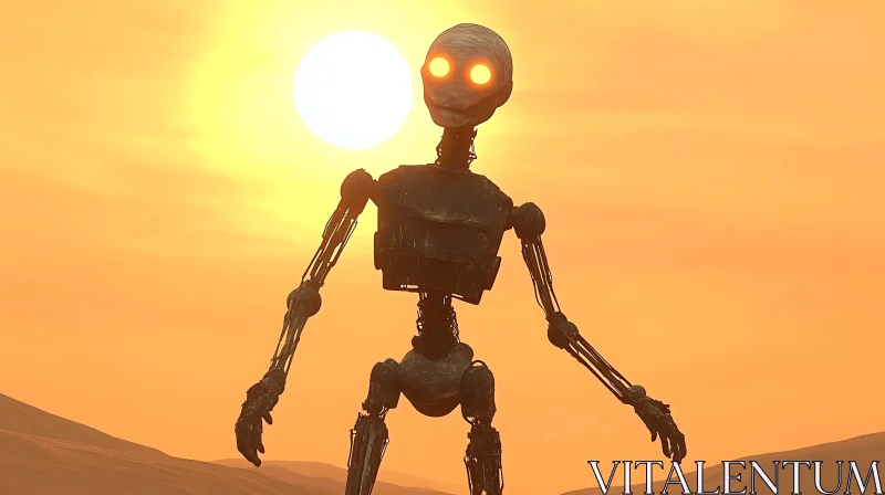 Desert Robot Silhouette AI Image