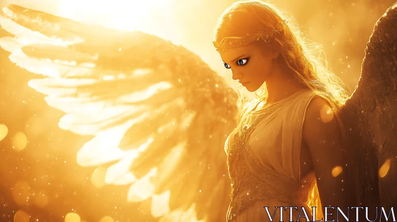 AI ART Serene Angel in Golden Radiance