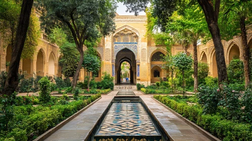 Serene Garden Oasis: Islamic Architectural Harmony