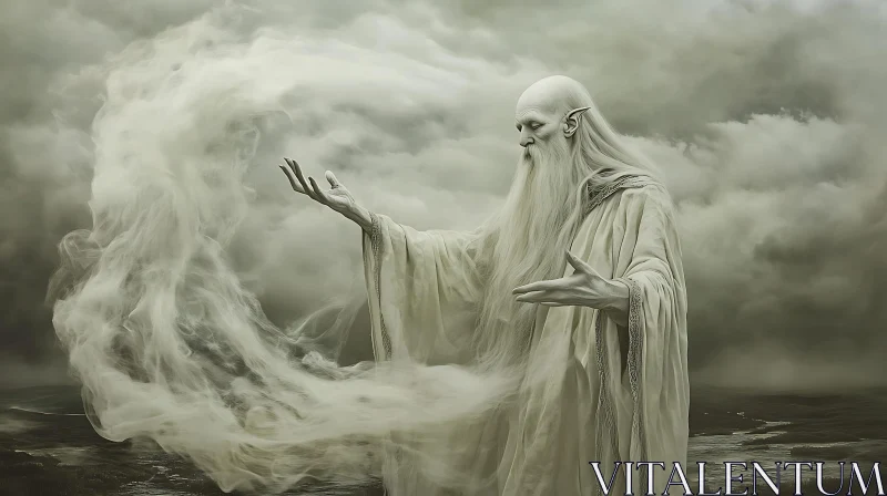 AI ART Ethereal Wizard in White Robes