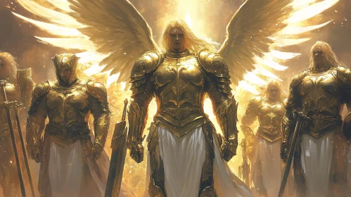 Golden Angels in Armor with Wings