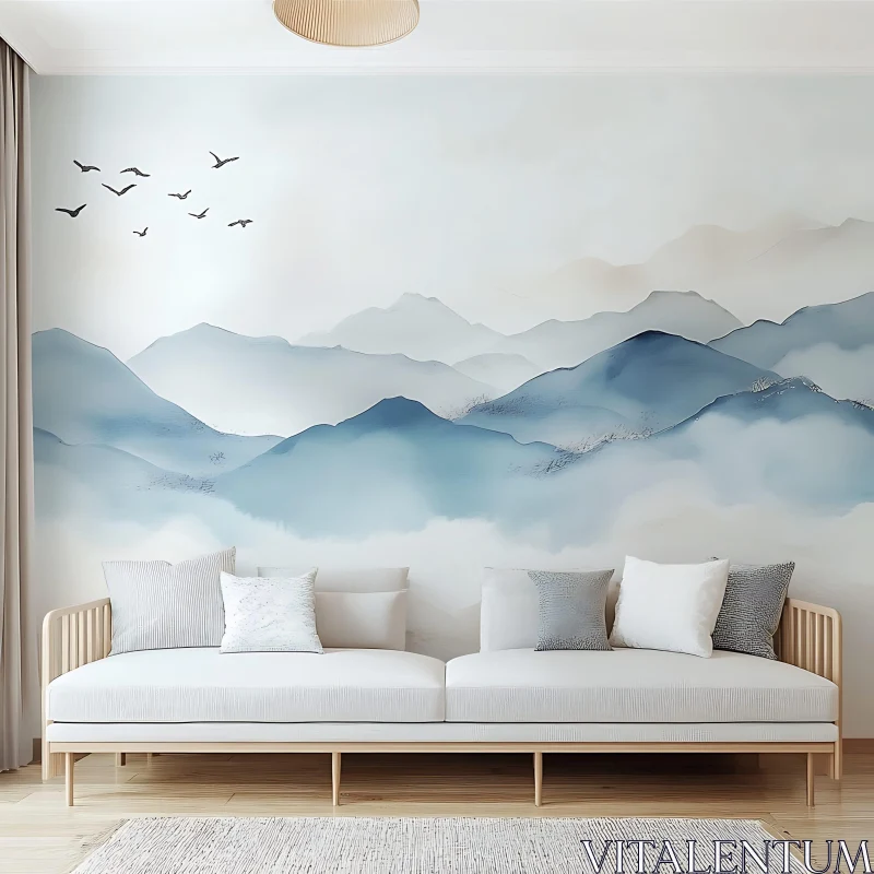 Misty Mountain Home Decor AI Image