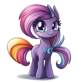 Cute Pony with Rainbow Tail