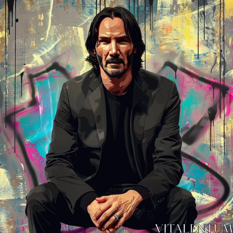 AI ART Graffiti Style Portrait of Keanu Reeves