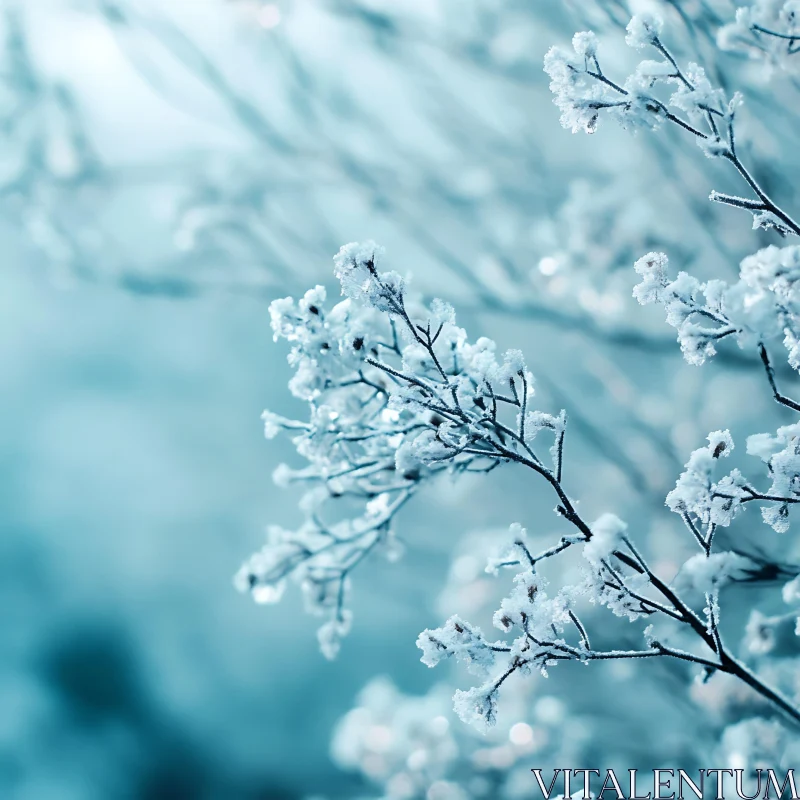 Winter Wonderland: Frost-Covered Branches AI Image