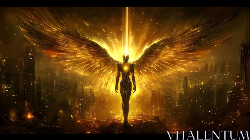 AI ART Radiant Angel in the Golden City