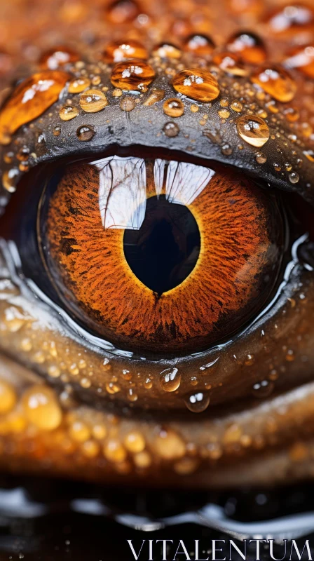 Macro Image of a Frog Eye in Amber and Bronze Tones AI Image