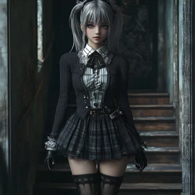 Silver-Haired Anime Girl Portrait