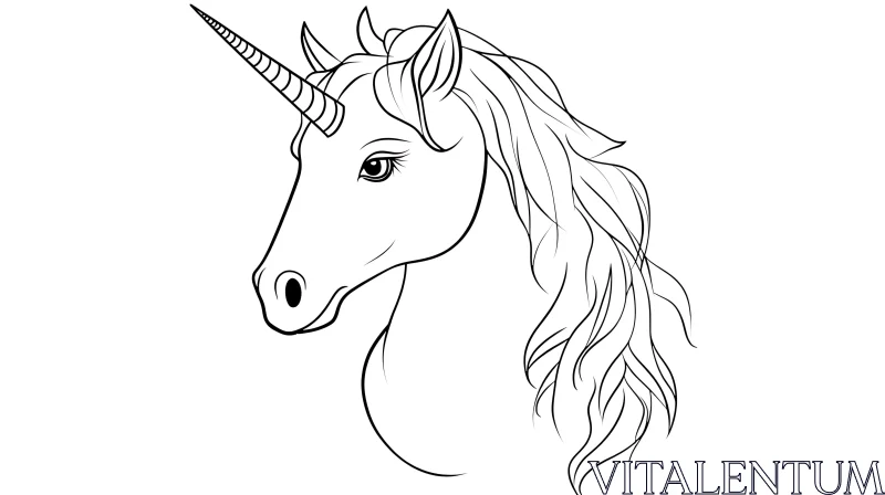 Monochrome Unicorn Head Drawing