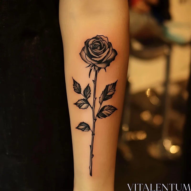 Elegant Rose Tattoo with Detailed Shading