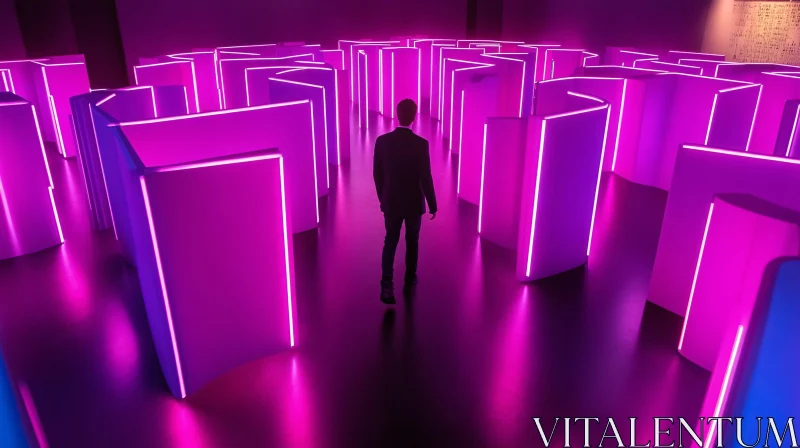 Man in Neon Labyrinth