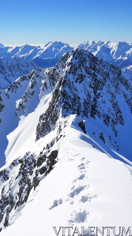 Majestic Winter Mountain Scene AI Image