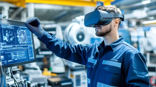 Man Using VR in Factory