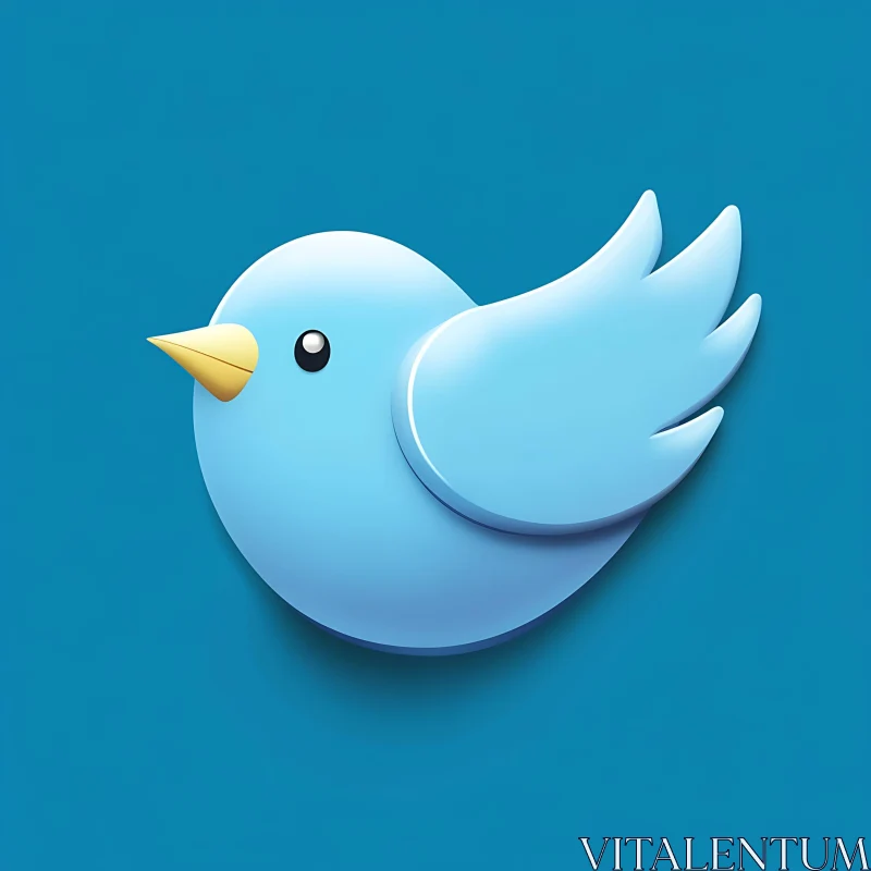 Stylized Bird Icon on Blue Background