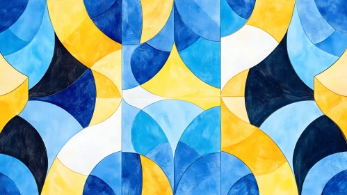 Geometric Shapes in Blue, Yellow, and Black