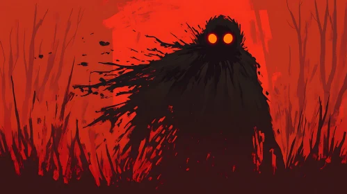 Shadowy Figure with Glowing Eyes