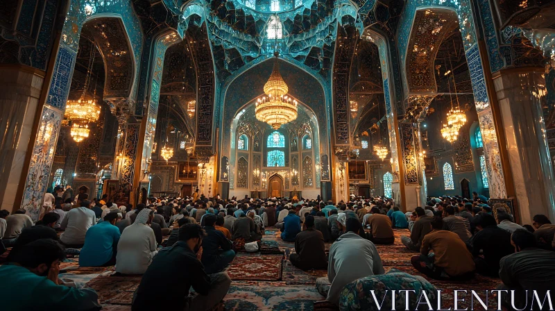 Ornate Mosque Prayer Gathering