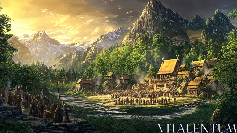 Picturesque Village in Mountainous Terrain