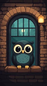 Adorable Nighttime Owl Illustration