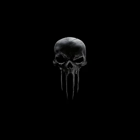 Monochrome Skull Illustration with Drips