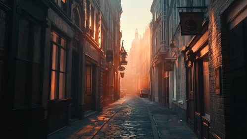 Old Town Street in Golden Light