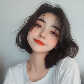 Portrait of a Woman with Coral Lipstick